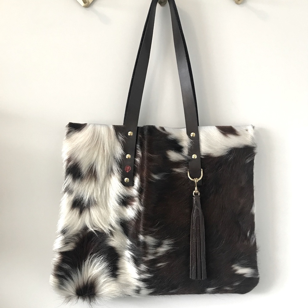 New Leather hair on hide Fabulous Leather Cowhide Tote Bag 👜 - Picture 3 of 15